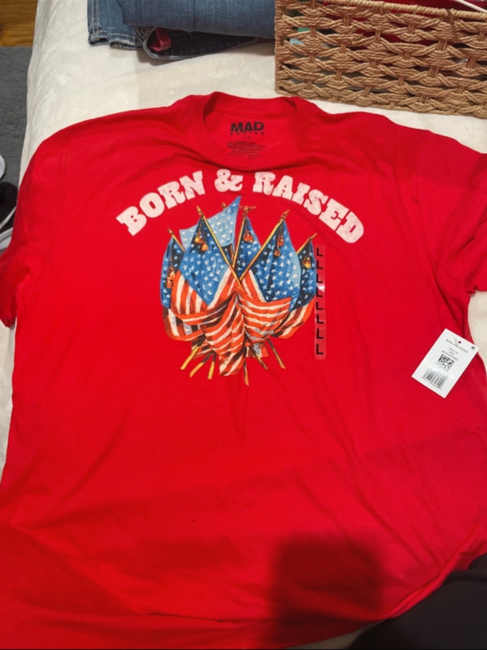 MAD Engine Red "Born & Raised" Short Sleeve Graphic Tee